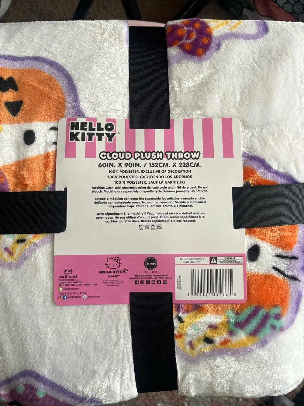Hello Kitty Spooky Treats Halloween Plush Throw